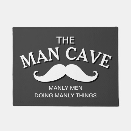 Gepersonaliseerd Grijze Funny Man Cave Sign Deurmat (Voorkant)