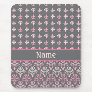 Gepersonaliseerd grijze vlooier de Lis Damask Patr Muismat