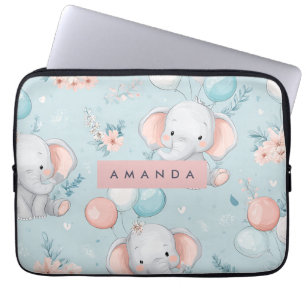 Gepersonaliseerd grillig Baby olifantenpatroon Laptop Sleeve