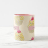Gepersonaliseerd grillig cupcake patroon tweekleurige koffiemok (Center)