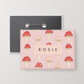 Gepersonaliseerd grillig rood roze paddenstoelenpa button (Voorkant / Achterkant)