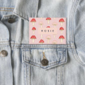 Gepersonaliseerd grillig rood roze paddenstoelenpa button (Insitu)