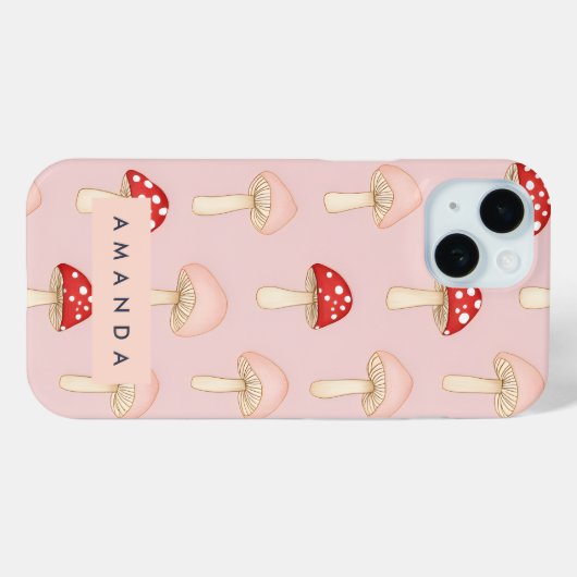 Gepersonaliseerd grillig rood roze paddenstoelenpa Case-Mate iPhone case (Achterkant (horizontaal))