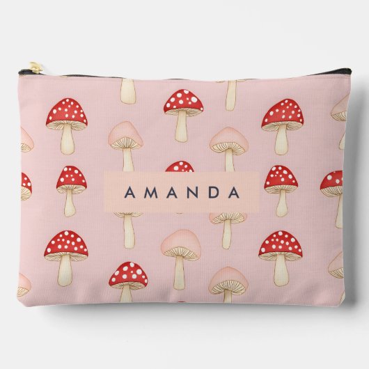 Gepersonaliseerd grillig rood roze paddenstoelenpa etui (Voorkant)