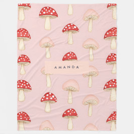 Gepersonaliseerd grillig rood roze paddenstoelenpa fleece deken