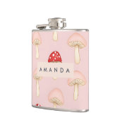 Gepersonaliseerd grillig rood roze paddenstoelenpa heupfles (Links)