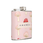 Gepersonaliseerd grillig rood roze paddenstoelenpa heupfles (Rechts)