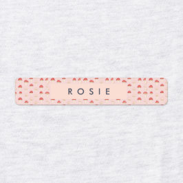Gepersonaliseerd grillig rood roze paddenstoelenpa labels
