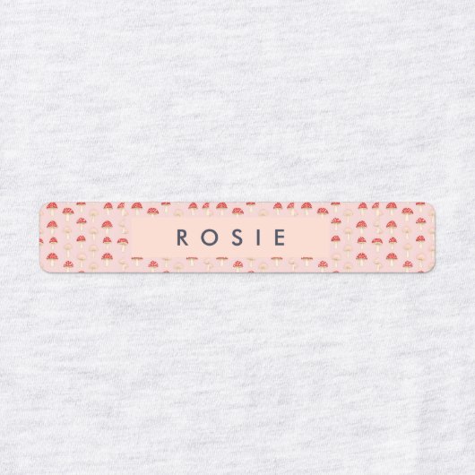 Gepersonaliseerd grillig rood roze paddenstoelenpa labels (Design 1)