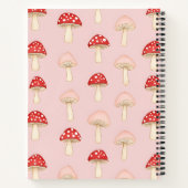 Gepersonaliseerd grillig rood roze paddenstoelenpa notitieboek (Achterkant)