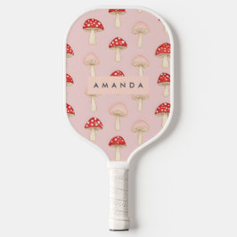 Gepersonaliseerd grillig rood roze paddenstoelenpa pickleball paddle