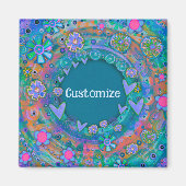 Gepersonaliseerd grillige  Blauwe Bloemen Magneet (Voorkant)