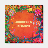 Gepersonaliseerd grillige  bloemenzonneschijn magneet (Voorkant)