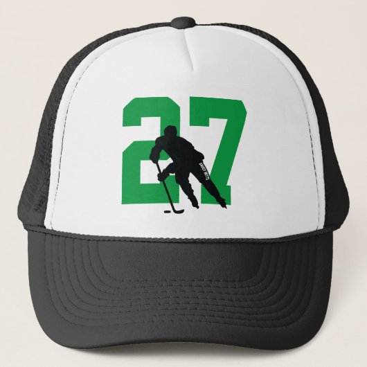 Gepersonaliseerd Groen aantal aangepaste Hockey Pl Trucker Pet (Voorkant)