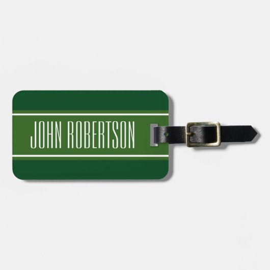 Gepersonaliseerd groen bagagelabel | elegante stij (Voorkant horizontaal)