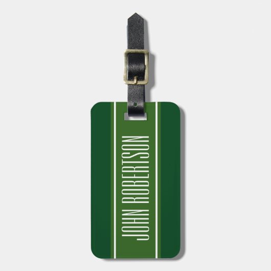 Gepersonaliseerd groen bagagelabel | elegante stij (Voorkant verticaal)