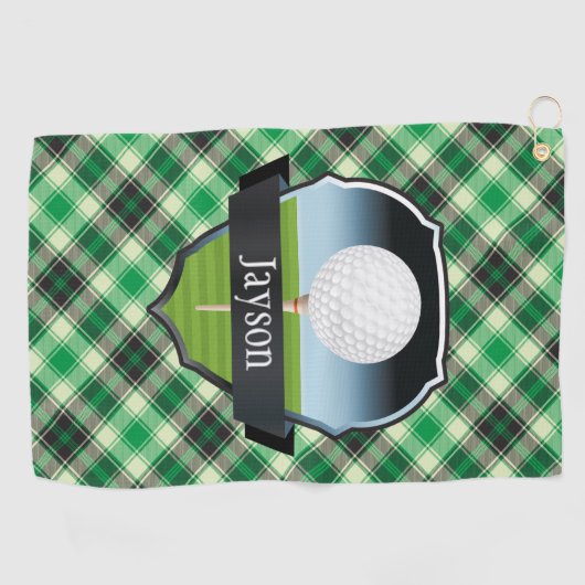 Gepersonaliseerd groen betaald golfhanddoek (Horizontaal)