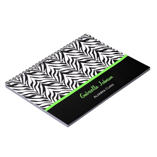 Gepersonaliseerd: Groen bijgesneden: Zebra Print N Notitieboek (Linkerzijde)