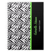 Gepersonaliseerd: Groen bijgesneden: Zebra Print N Notitieboek (Voorkant)