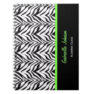 Gepersonaliseerd: Groen bijgesneden: Zebra Print N Notitieboek