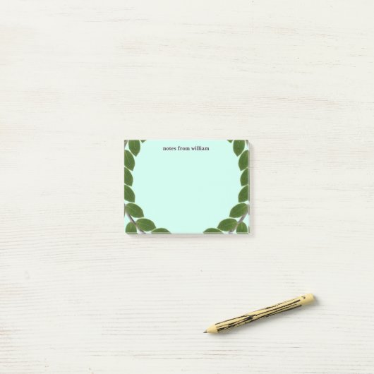 Gepersonaliseerd groen blad post-it® notes (Op bureau)