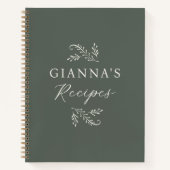 Gepersonaliseerd groen botanisch recept notitieboek (Voorkant)