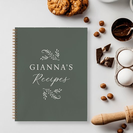 Gepersonaliseerd groen botanisch recept notitieboek