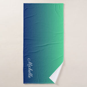 Gepersonaliseerd groen en blauw ombre badhanddoek