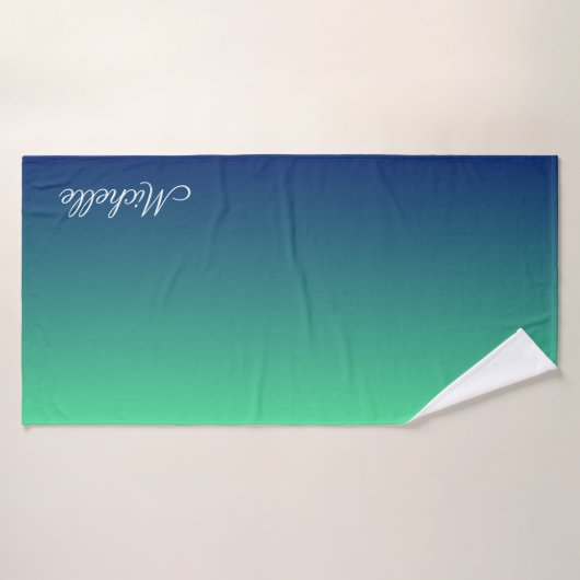 Gepersonaliseerd groen en blauw ombre badhanddoek (Badhanddoek)