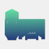 Gepersonaliseerd groen en blauw ombre bedankdoosjes (Uitgevouwen)