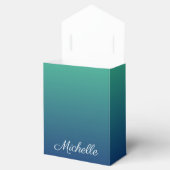 Gepersonaliseerd groen en blauw ombre bedankdoosjes (Geopend)
