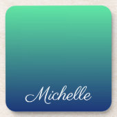 Gepersonaliseerd groen en blauw ombre bier onderzetter (Voorkant)