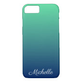 Gepersonaliseerd groen en blauw ombre Case-Mate iPhone case (Achterkant)