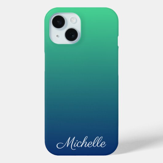 Gepersonaliseerd groen en blauw ombre Case-Mate iPhone case (Achterkant)