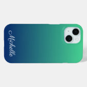 Gepersonaliseerd groen en blauw ombre Case-Mate iPhone case (Achterkant (horizontaal))