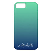 Gepersonaliseerd groen en blauw ombre Case-Mate iPhone case (Achterkant)