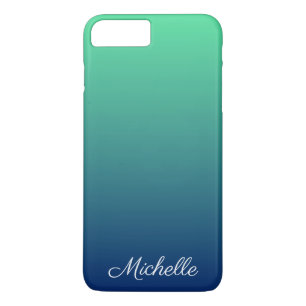 Gepersonaliseerd groen en blauw ombre 	iPhone 8/7 plus hoesje