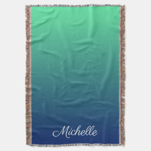 Gepersonaliseerd groen en blauw ombre deken