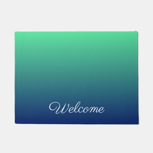Gepersonaliseerd groen en blauw ombre deurmat (Voorkant)