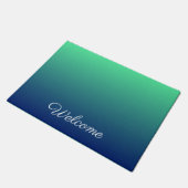 Gepersonaliseerd groen en blauw ombre deurmat (Schuin)