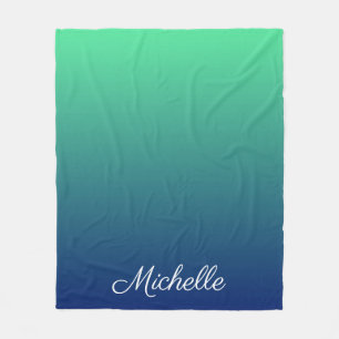 Gepersonaliseerd groen en blauw ombre fleece deken