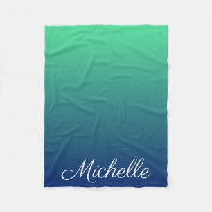 Gepersonaliseerd groen en blauw ombre fleece deken