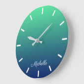 Gepersonaliseerd groen en blauw ombre grote klok (Hoek)