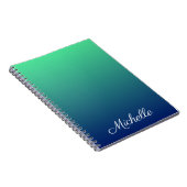 Gepersonaliseerd groen en blauw ombre notitieboek (Rechterzijde)