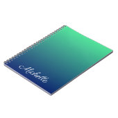 Gepersonaliseerd groen en blauw ombre notitieboek (Linkerzijde)