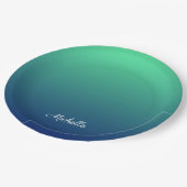 Gepersonaliseerd groen en blauw ombre papieren bordje (Gekanteld)