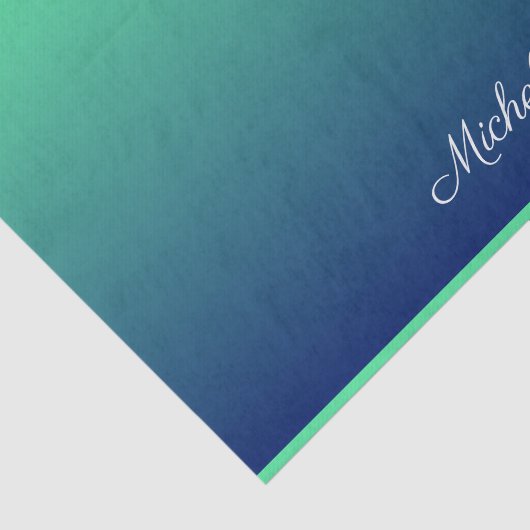 Gepersonaliseerd groen en blauw ombre tissuepapier (Detail)