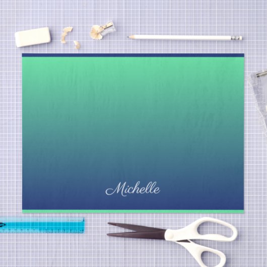 Gepersonaliseerd groen en blauw ombre tissuepapier (Craft)