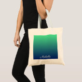 Gepersonaliseerd groen en blauw ombre tote bag (Voorkant (product))