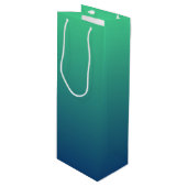 Gepersonaliseerd groen en blauw ombre wijn cadeautas (Voorkant Gekanteld)